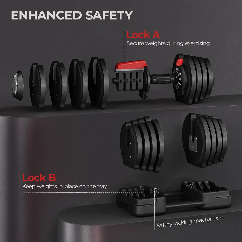 Upgraded safety with dual locking system for secure and stable weight training