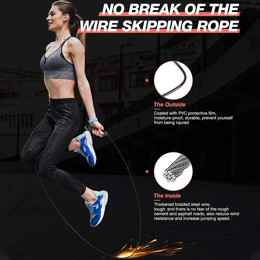 Rapid Speed Jump Rope – Adjustable Steel Wire Skipping Rope for Fitness, Boxing, CrossFit, Double Unders, and Home Workouts