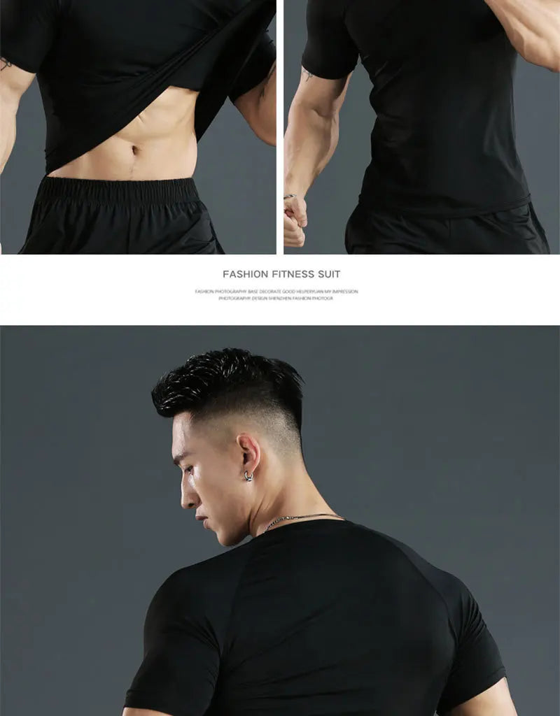 Men's Quick-Dry Tight-Fit Gym Training Running Sports T-Shirt