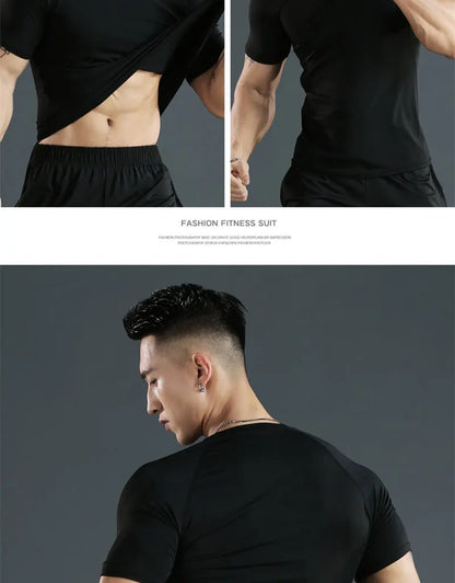 Men's Quick-Dry Tight-Fit Gym Training Running Sports T-Shirt