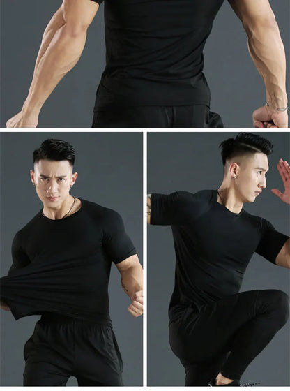 Men's Quick-Dry Tight-Fit Gym Training Running Sports T-Shirt