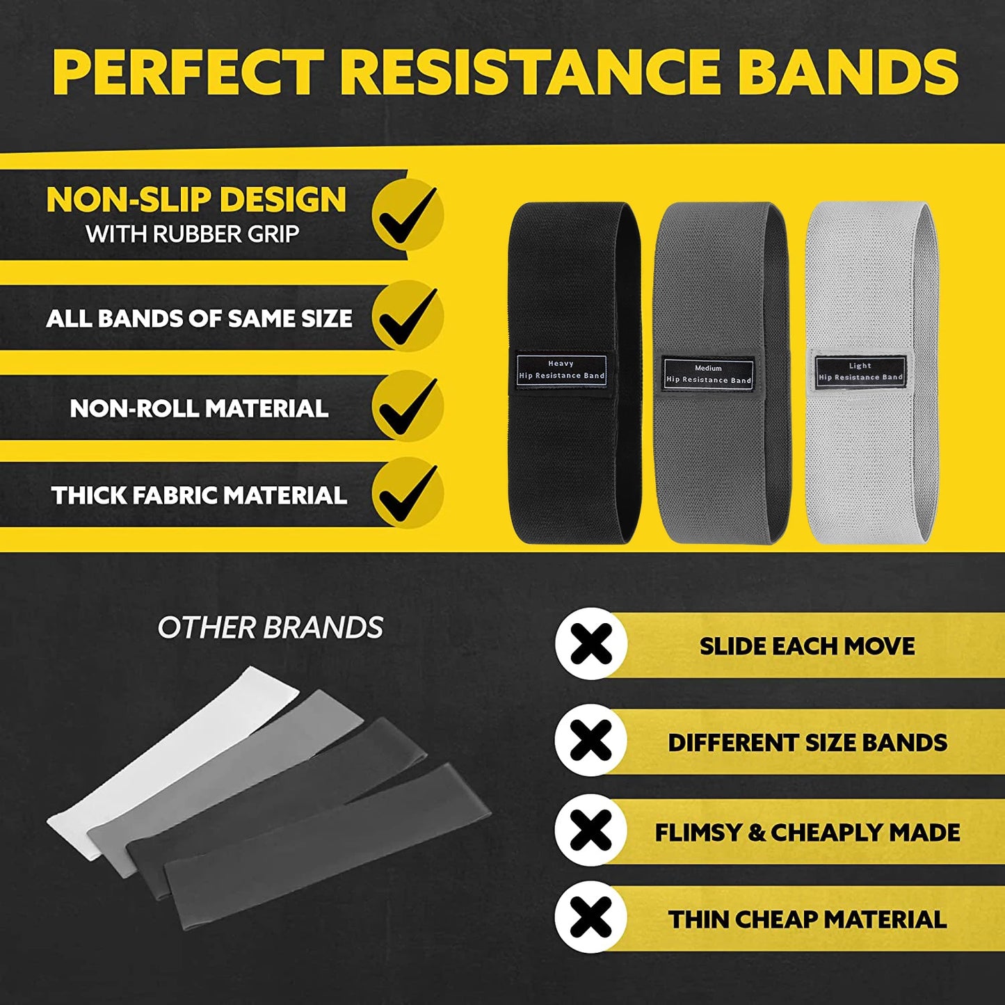 Non-Slip Fabric Booty Bands – Glute & Squat Resistance Bands for Home & Gym