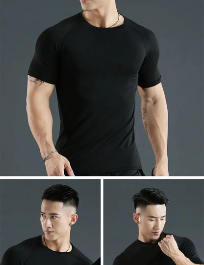 Men's Quick-Dry Tight-Fit Gym Training Running Sports T-Shirt