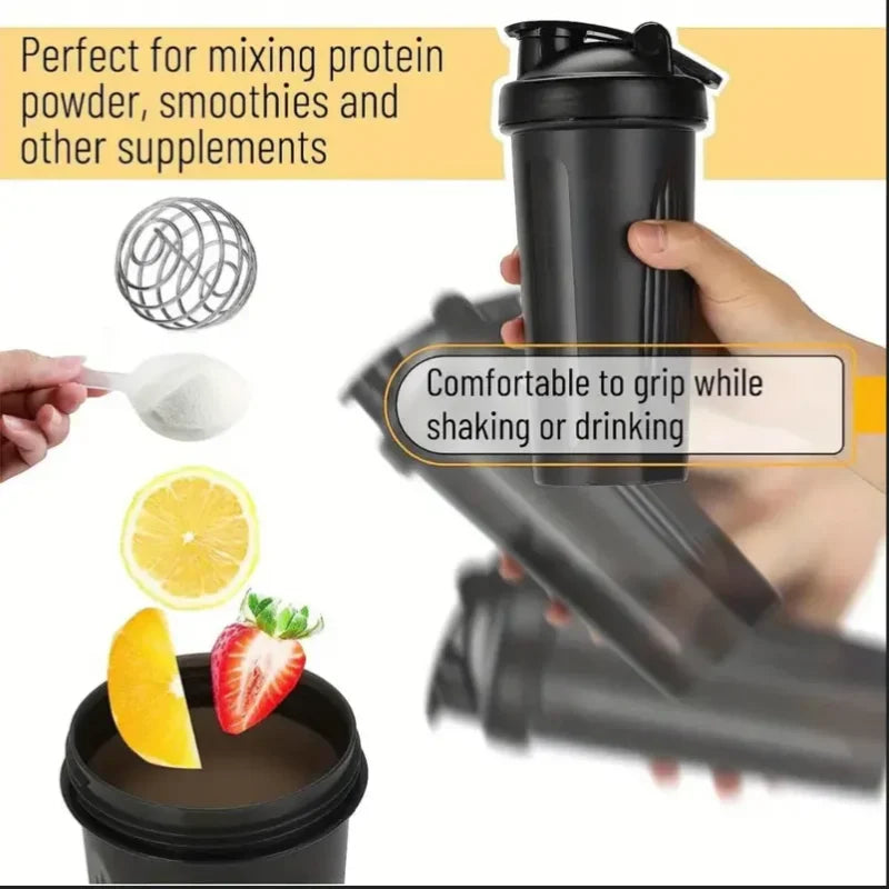 Portable Protein Shaker Bottle – BPA-Free Blender Cup with Mixing Ball