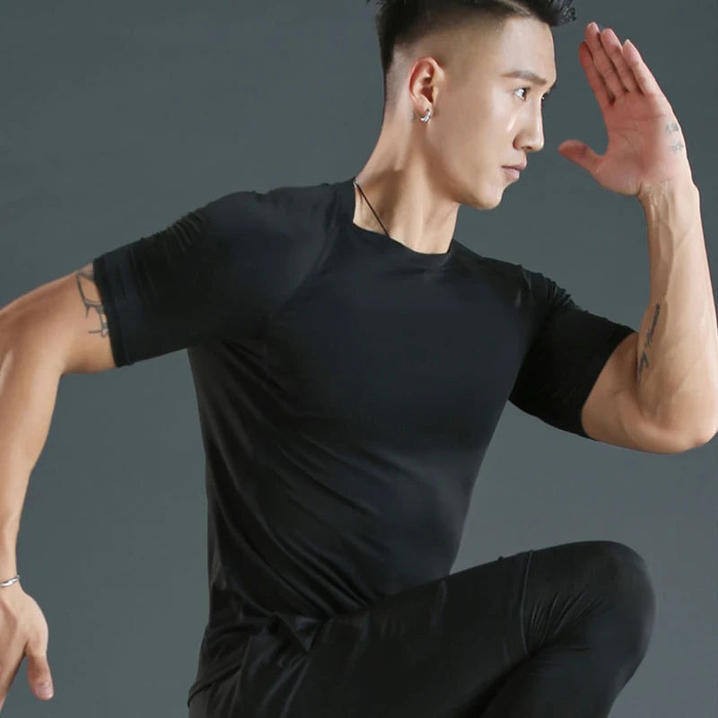 Men's Quick-Dry Tight-Fit Gym Training Running Sports T-Shirt