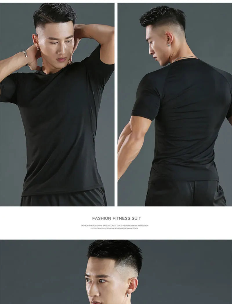 Men's Quick-Dry Tight-Fit Gym Training Running Sports T-Shirt